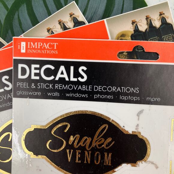 Impact Innovations Black Gold Halloween Label Removable Peel Stick Decal Sticker - Picture 2 of 8